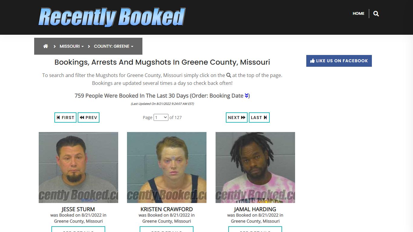 Recent bookings, Arrests, Mugshots in Greene County, Missouri